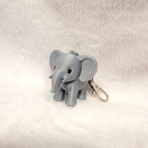 3D Print Silver Elephant Keychain/Bag Charm